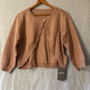 Fashion Shrug/Sweater 3/4 Sleeve Beige Women’s Sz L NWT